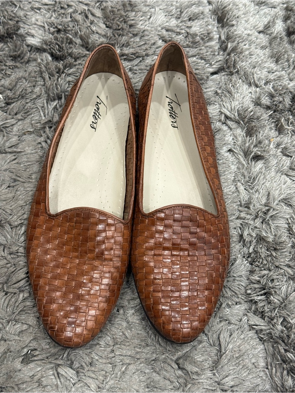 Trotters Slip on‎ Brown Woven Leather Slip On Loafer Shoe size 12M